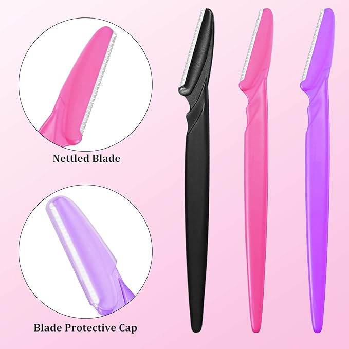 Boao 60 Pieces Eyebrow Razor Shaver Dermaplaning Tool Hair Shavers for Women and Man Face Microblades Shaper Trimmer with Precision Cover Skincare Party Favors