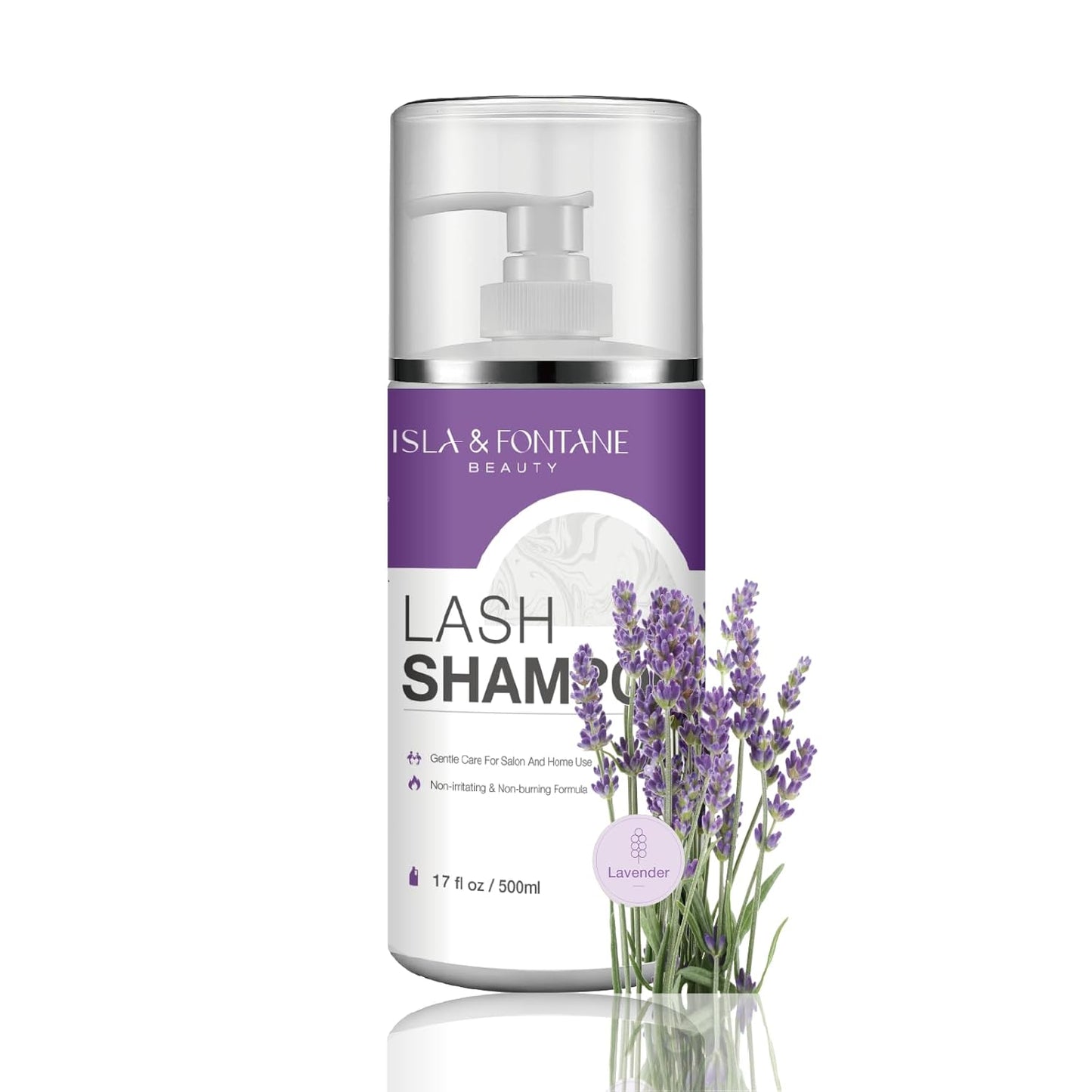 ISLA & FONTANE Lash Shampoo Bulk – Multi-Scent Series – 17 fl oz / 500ml | Gentle Eyelash Cleanser for Lash Extensions | Non-Irritating | Professional Lash Bath Foam For Salon And Home Use (Lavender)-BrightBean Baby