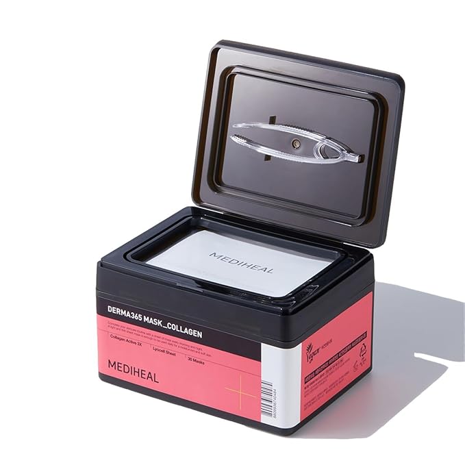 Mediheal Derma 365 Collagen Mask (30 Masks) - Daily Skin Care Mask for Firm Moisturizing to Lift Skin with Collagen Active 3X-BrightBean Baby