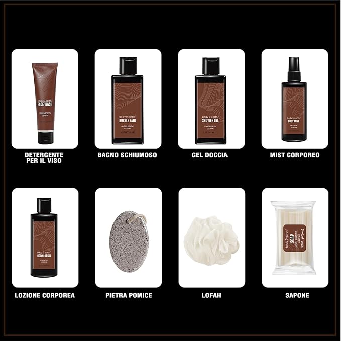 Bath and Body Gift Baskets for Men Body & Earth Sandalwood Mens Bath Set with Body Lotion, Face Wash, Shower Gel, Bubble Bath, Loofah & More, Gift Set for Men,regalos para hombre,Christmas Gifts-BrightBean Baby