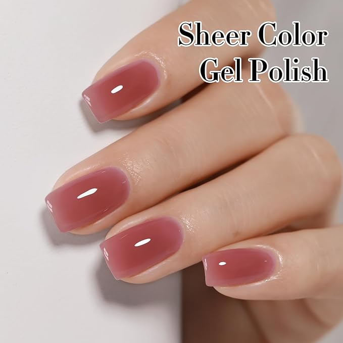 Double Rhythm 0.50 OZ Translucent Gel Polish Same Color Same Bottle Sheer Pastel Neutral Natural Milky 15 ML Jelly UV Nail Art DIY at Home (Deep Purple Pink-A1513)-BrightBean Baby