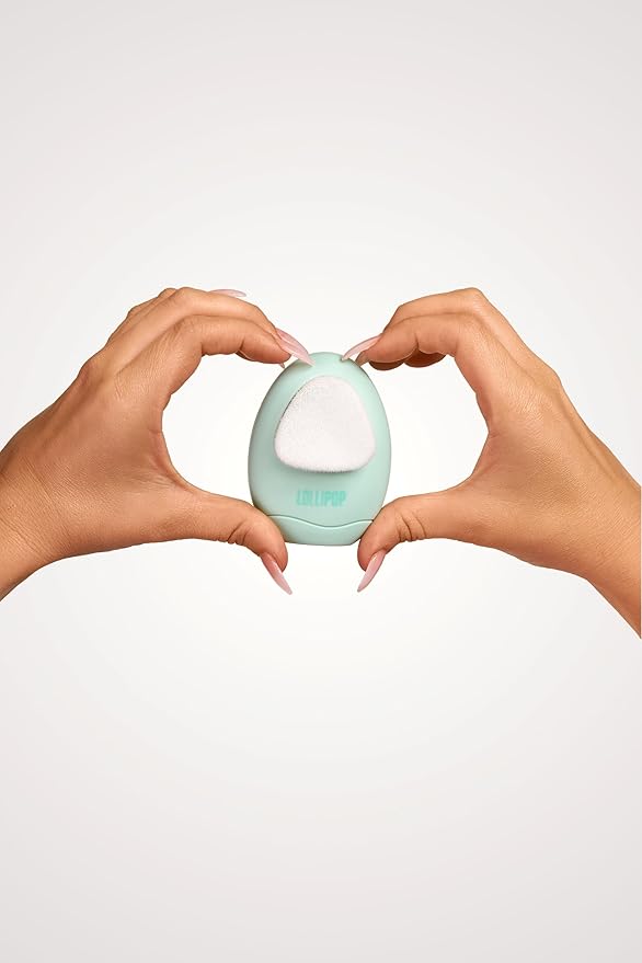 LOLLIPOP Dual-Sided Facial Cleansing Brush | Palm Size Silicone Face Exfoliator and Soft Fiber Cleanser | Manual Face Scrubber for Pores, Makeup Removal, Blackhead and Skincare Routine, Minty-BrightBean Baby
