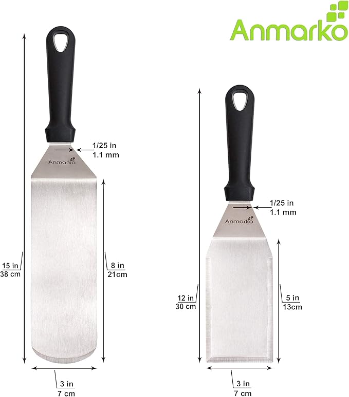 Spatula Turner Stainless Steel - Metal Spatula Set - Hibachi Spatula Great as BBQ Grill Accessories for Grill and Flat Top Griddle
