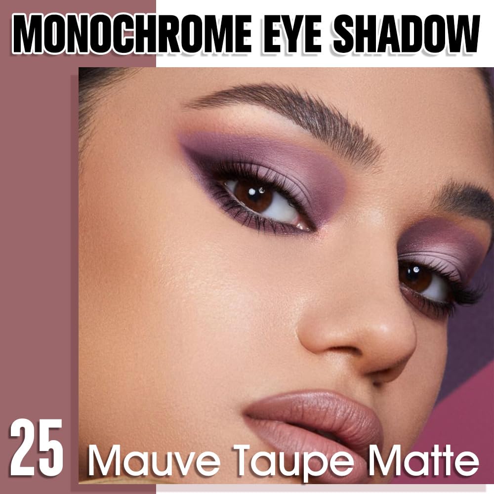 Single Matte Eye Shadow Palette Makeup, Mauve Taupe Matte Eyeshadow for Women, Monochrome Eye Shadow Makeup, Pigmented Waterproof Sombras Para Ojos, Vegan, Talc, Paraben & Cruelty Free, 25-BrightBean Baby