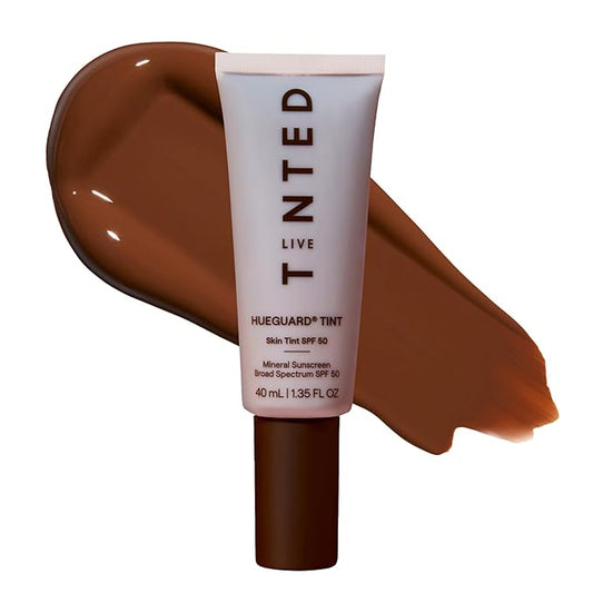 Live Tinted Hueguard Skin Tint SPF 50 - Tinted Mineral Sunscreen with Light-Medium Buildable Coverage With a Hydrating and Radiant Finish - Water and Sweat Resistant, 1.35 fl oz - Shade 02-BrightBean Baby