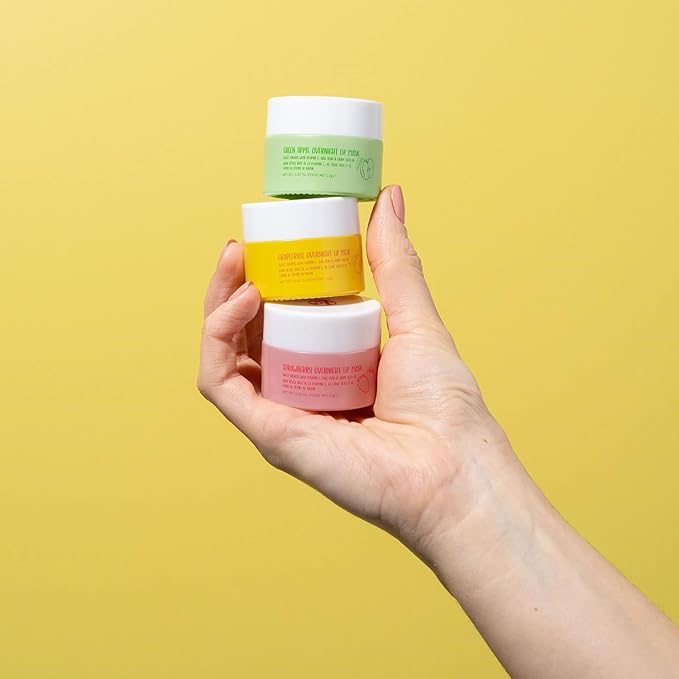 W7 Sweet Dreams Overnight Lip Mask Trio - Strawberry, Apple & Grapefruit Flavor 3 Pack - Vitamin E, Aloe Vera and Grape Seed Oil - For Hydrated, Full Looking & Irresistible Lips-BrightBean Baby