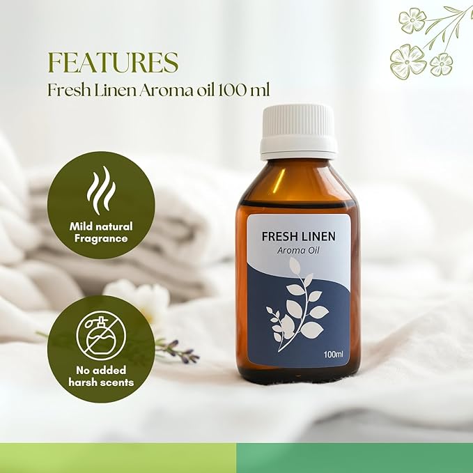 Roots & Above Fresh Linen Aroma Oil 3.38 oz/100ml Perfect for Diffusers, Soap Making, Candles, Lotion, Home Scents, Perfume & Fragrance Oils-BrightBean Baby