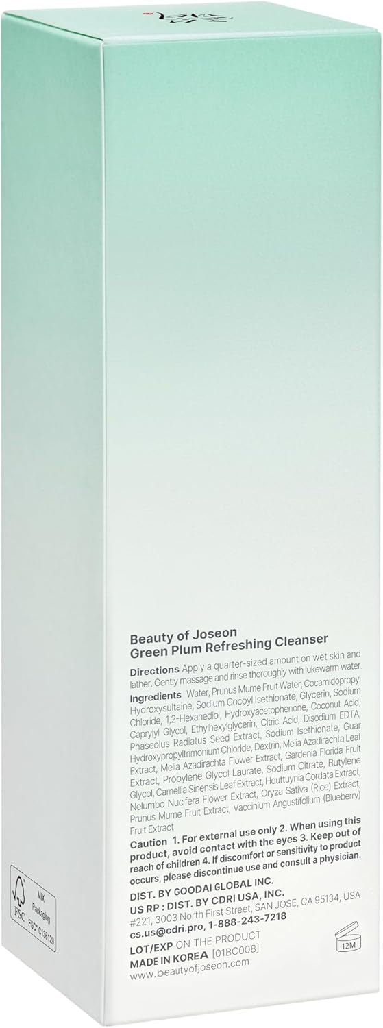 Beauty of Joseon Green Plum Refreshing Cleanser Gel Type Deep Pore Cleansing, Acne Face Wash, Blackhead Remover for All Skin Types, Korean Skincare 200ml, 6.76 fl.oz-BrightBean Baby