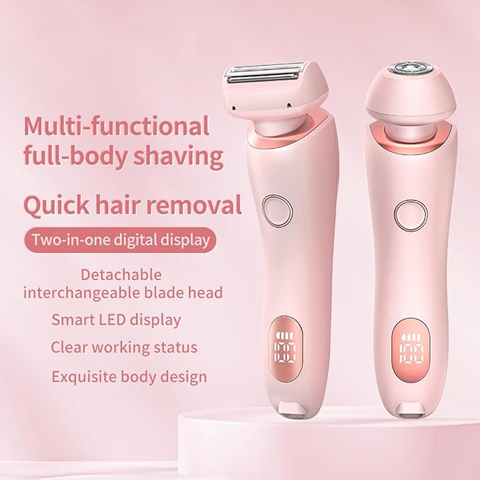 Dusk Razor for Women,Dusk Glide Pro 3.0 Razor - Bikini Portable Legs Body,2 in 1 Waterproof Electric Razors,Wet & Dry, Painless Hair Removal, Removable Head (Pink)-BrightBean Baby