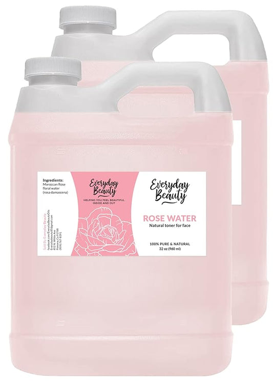 Rose Water Facial Toner Bulk - 64oz Alcohol-Free Vegan All Natural Refreshing Spray Mist for Face and Hair - Uplifts, Calming & Soothing for All Skin Types-BrightBean Baby