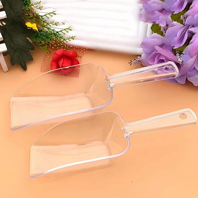 20 Pack of Set Plastic Buffet Serving Tongs Mini Serving Utensil Tongs Appetizers Tongs and Plastic Kitchen Scoops Clear Ice Scoop Buffet Scoop for Candy Dessert Buffet Ice