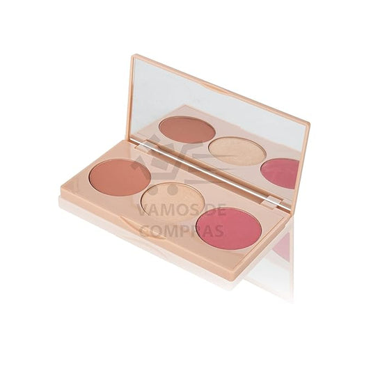 FARMASI Makeup Face Palette, Trio Eyeshadow, Long Lasting Face Sculpting, Blush and Highlighter Powder, Glow Contour Shadow Bronzer, All Skin Types, 0.52 oz. / 15 g (3 in 1 Face Palette)-BrightBean Baby