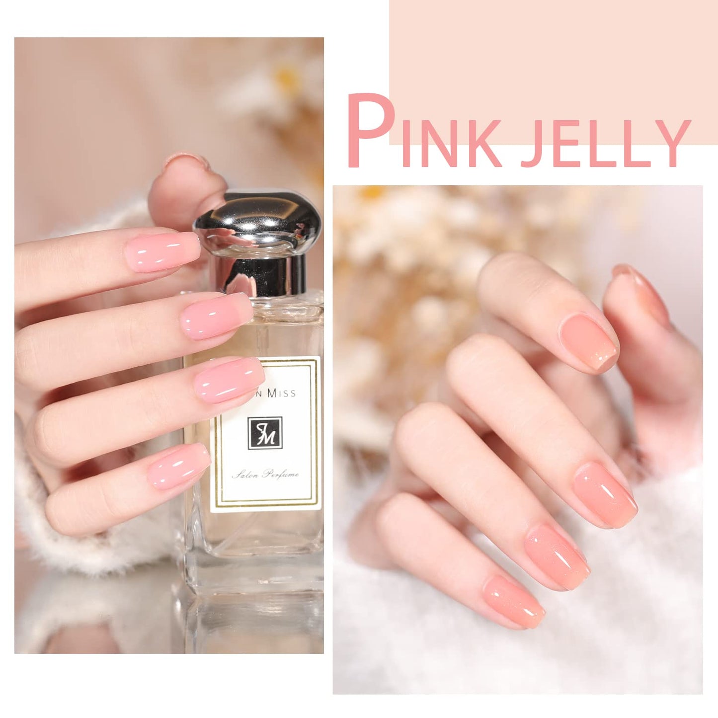 Jelly Pink Gel Nail Polish Set of 10 Colors Including Pink Purple Milky White Nude Gel Polish Kit UV LED Soak Off Nail Polish Home DIY Manicure Nail Salon Varnish-BrightBean Baby