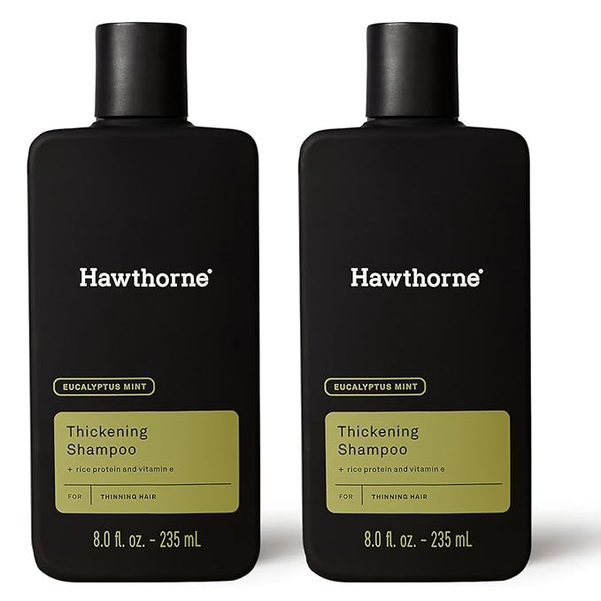 Hawthorne Men's Thickening Shampoo for Thinning Hair. Fight Hair Loss with Rice Protein & Vitamin E. Strengthens Hair Follicles to Reduce Breakage. Mint and Eucalyptus Scent. 8 fl. oz. 2-Pack.-BrightBean Baby