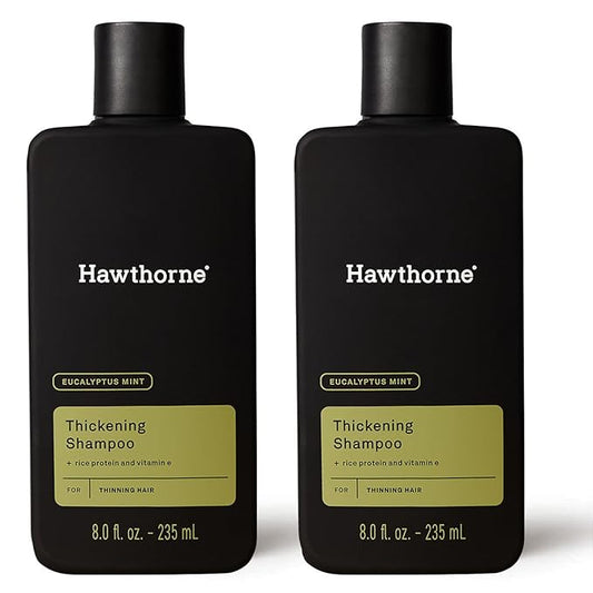 Hawthorne Men's Thickening Shampoo for Thinning Hair. Fight Hair Loss with Rice Protein & Vitamin E. Strengthens Hair Follicles to Reduce Breakage. Mint and Eucalyptus Scent. 8 fl. oz. 2-Pack.-BrightBean Baby
