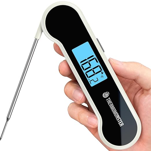 0.5 Sec Instant Read Meat Thermometer Digital with ±0.5℉ Precision, Food Thermometer for Cooking Kitchen Gadgets, Oven Grill Candy BBQ Essentials Accessories, Gifts for Him Dad Men Birthday, White