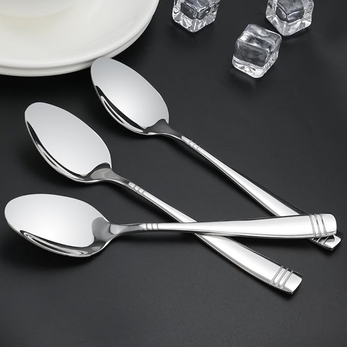 Obstnny Stainless Steel Dinner Spoons, 8-Inch, Set of 12