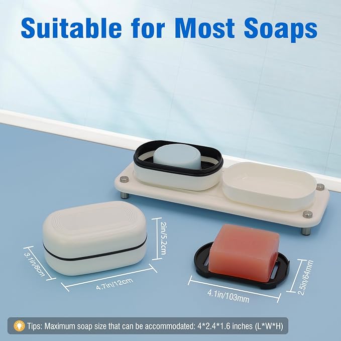 Travel Soap Container, Leakproof Soap Box, Travel Soap Holder with Removable Draining Layer, Portable Soap Case for Traveling, Camping, Gym (White, 1 Pack)-BrightBean Baby