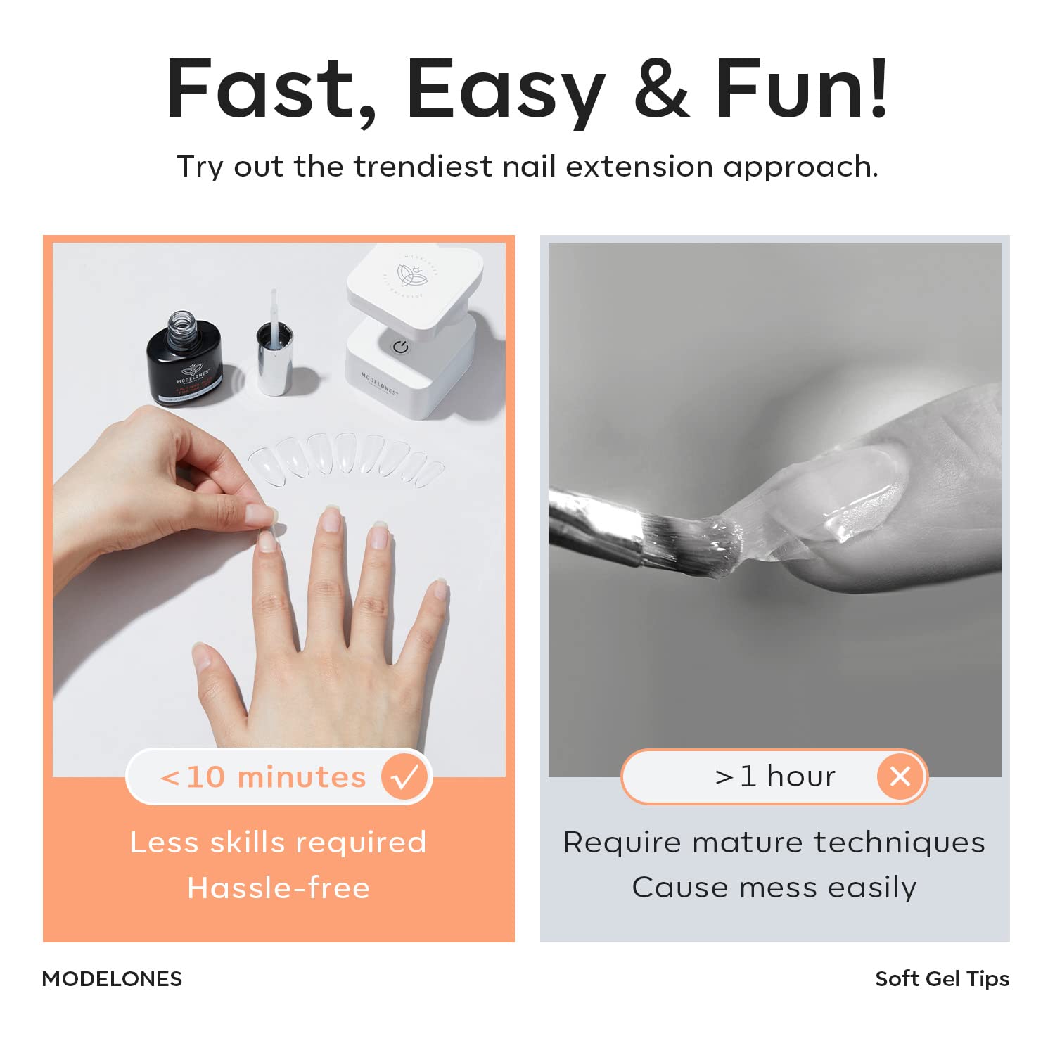 Modelones Short Coffin Nail Tips - 500Pcs Fake Nails Gel Tips Half Matte Full Cover No Filed Stronger Press on for Manicure Extension Art DIY Salon 10 Sizes-BrightBean Baby