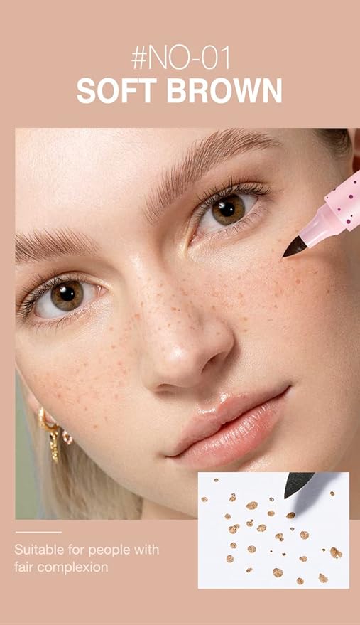 Freckle Pen Faux Freckle Pen Colour Pop Freckle Pen Supernaturally Realistic Freckles Makeup Brush Fantastic Freckles Pen Long-lasting Waterproof Soft-point Absorbent Pen For a Natural and Easy Makeup Look (soft brown)-BrightBean Baby