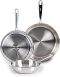 T-Fal Pro Tri-Ply Stainless Steel Cookware Set 3 Piece - Induction Compatible Silver