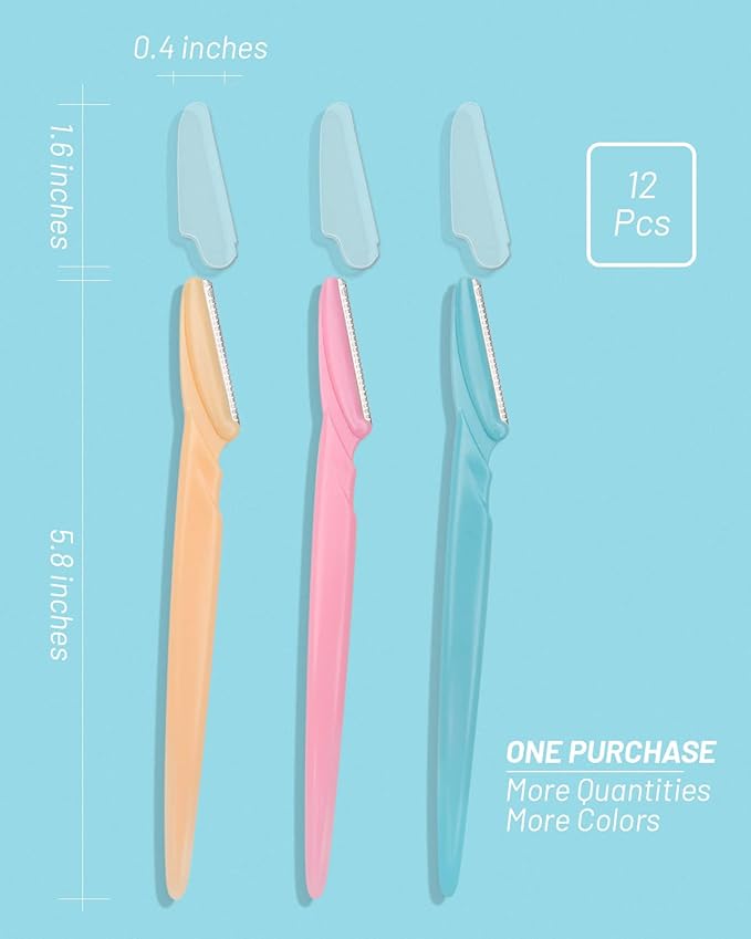 Eyebrow Razor for Women, 12 Pcs Dermaplaning Tool for Face Professional, Face Razor for Women Facial Hair Remover-BrightBean Baby