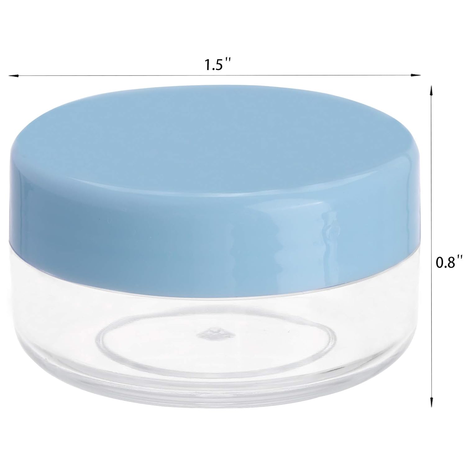 Refillable Cosmetic Sample Jars - 100 Pack 10g (0.35oz) Blue Small Travel Containers with Lids + 10 Mini Makeup Spatulas - BPA Free-BrightBean Baby