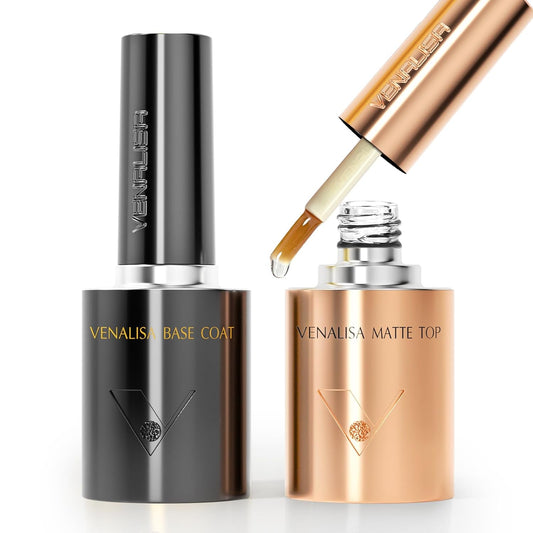 VENALISA 2 Pcs No Wipe Matte Gel Top Coat and Base Coat Set- Matte Top Coat Gel Nail Polish Kit, Soak Off Nail Art Home and Professional Manicure-BrightBean Baby