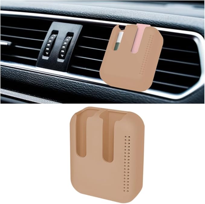 Holder for Car Air Vent, Upright Washable Lip Balm Protector for Women Girls, Auto Interior Space Saving Accessories, Universal for Vehicle, Truck and More（Brown）-BrightBean Baby