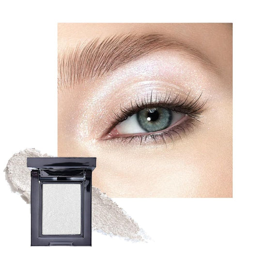 Pearl White Shimmer Single Eye Shadow Palette Makeup with Mirror,eutral Powder Monochrome Eyeshadow for Older Women,Waterproof Long Lasting Naturing-Looking sombras para ojos-BrightBean Baby