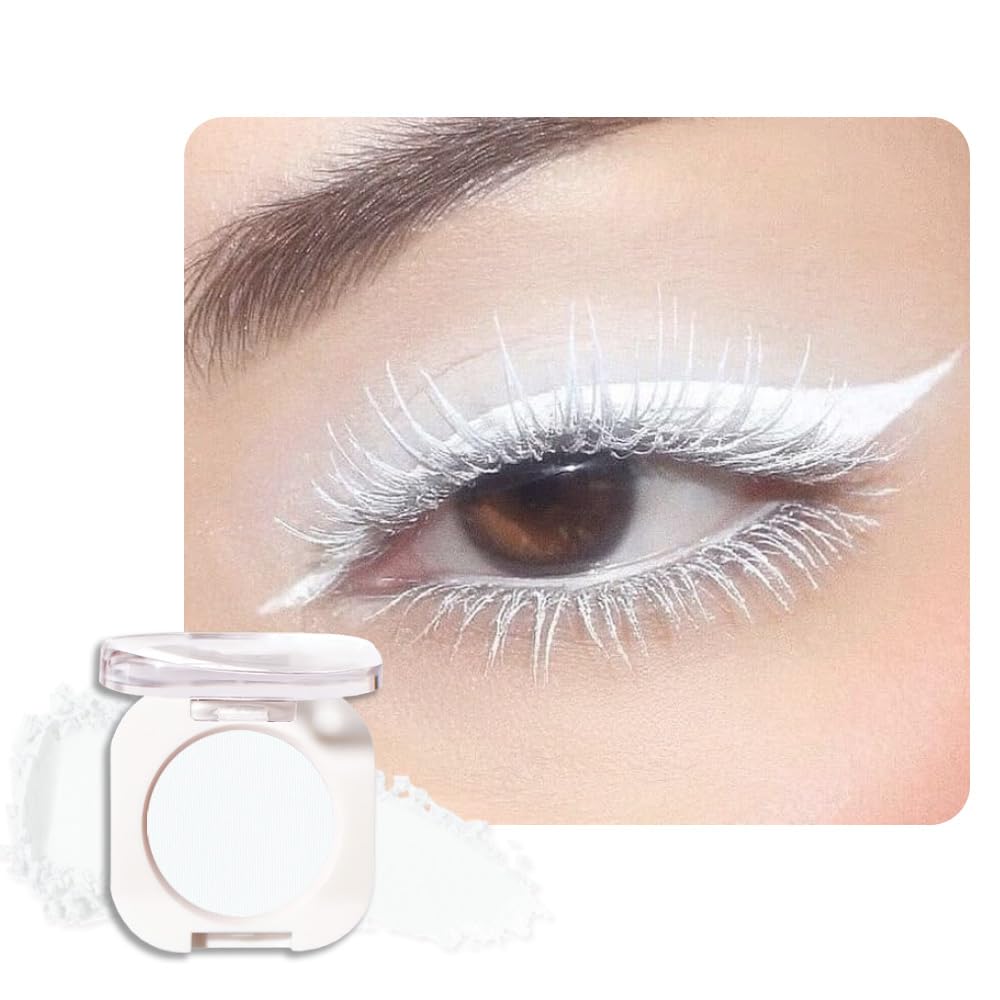 Single Matte Eye Shadow Palette Makeup, White Matte Eyeshadow for Women Halloween Birthday Party Wear, Monochrome Eye Shadow Makeup, Pigmented Waterproof Sombras Para Ojos, 26-BrightBean Baby