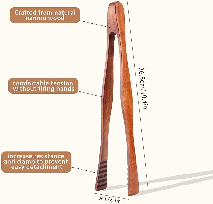 Wooden Tongs Reusable Cooking Tongs for Cooking，Multipurpose Wooden for Fruits, Bread, Pickles, Cheese, Bacon, and Muffins