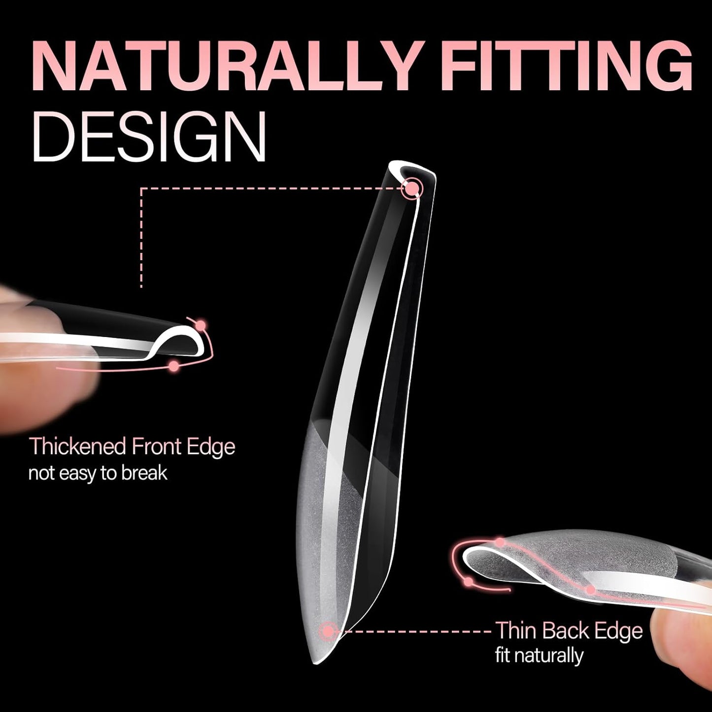 AILLSA Long Coffin Nail Tips Half Matte Full Cover Nails Tips Clear Acrylic Pre-Shaped Tips Flase Press on Nail Tips for Extentions Nails Manicure Salon DIY 216PCS 12 Sizes-BrightBean Baby