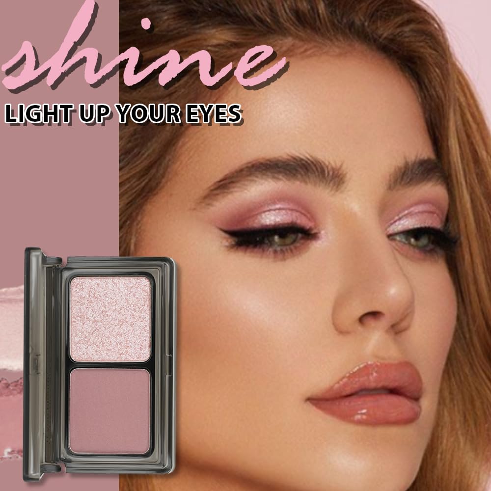 AMY'S DIARY 2 Color Mauve Rose matte +Champagne Pink Shimmer Eyeshadow Palette – Shimmer matte Rose Pink eye shadow for Eye Makeup, Long-Lasting & Highly Pigmented, Vegan & Cruelty-Free-BrightBean Baby