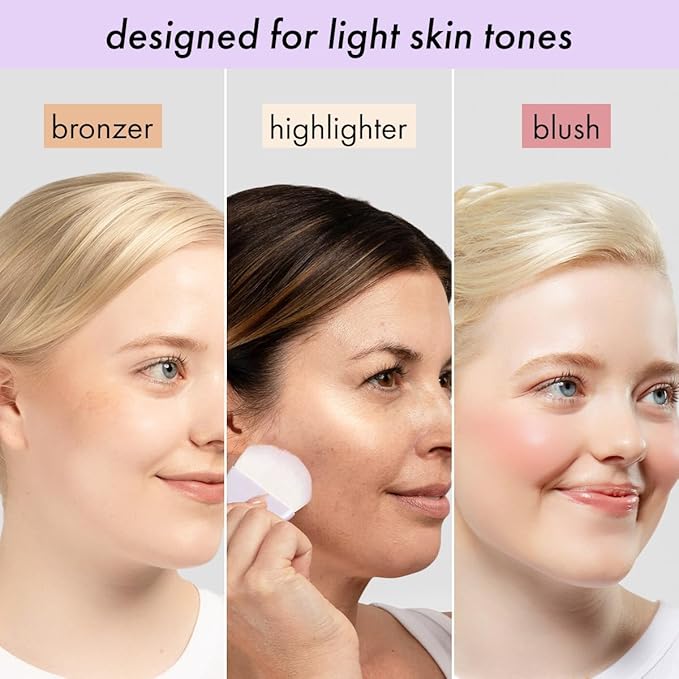 Subtl Beauty 3-in-1 travel makeup kit by subtl staks | powder blush, bronzer, and highlighter | includes mirror lid and mini brush | for fair-light skin tones-BrightBean Baby