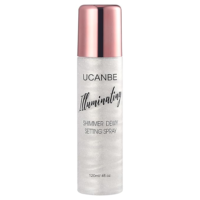 UCANBE Shimmer Dewy Setting Spray – Glowing + Makeup Setting Spray 2 in 1 Lightweight Formula for a Radiant Glow,Long-Lasting Face Mist for Face Body, 4 Fl Oz #Silver-BrightBean Baby