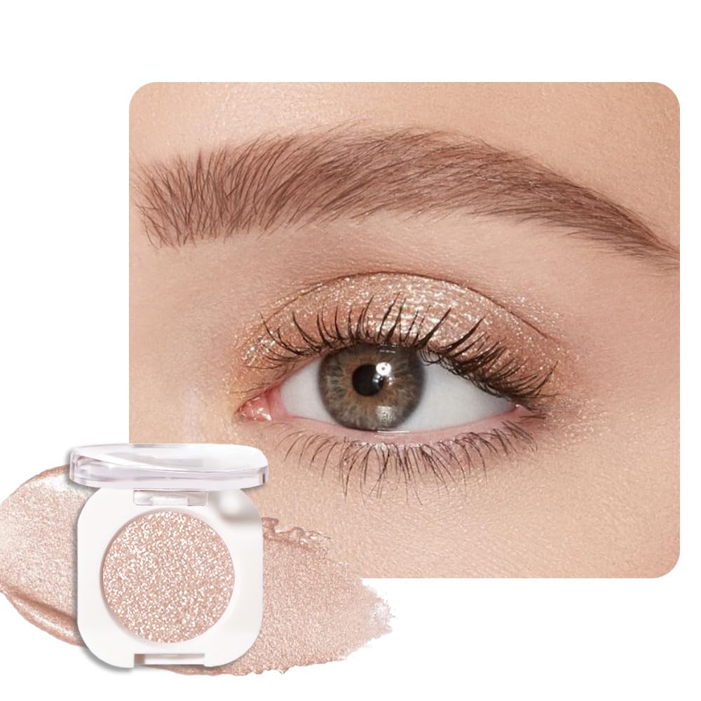 Single Glitter Shimmer Sparkle Eye Shadow Palette Makeup, Pear White Glitter Eyeshadow for Women, Pigmented Waterproof Sombras Para Ojos, Vegan, Talc, Paraben & Cruelty Free, 11-BrightBean Baby