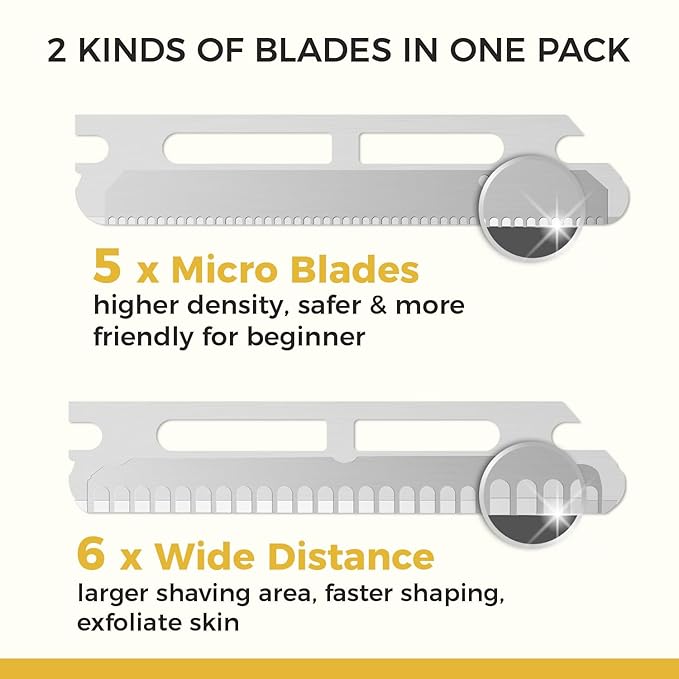 ZOMCHI Dermaplane Razor with 11 Blades for Women & Men, Eyebrow Trimmer with Protective Silicone Cap, Face Razor for Hair Removal - Matte Gold-BrightBean Baby