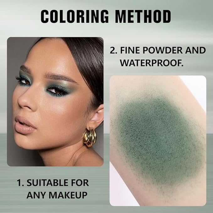 evpct Dark Green Matte Single Eyeshadow Palette, Forest Green Cream Eye Shadow Palette Makeup Singles for Older Women Matte, High Pigment Long Lasting Mini Monochrome Eyeshadow Sombra Para Ojos, 16-BrightBean Baby