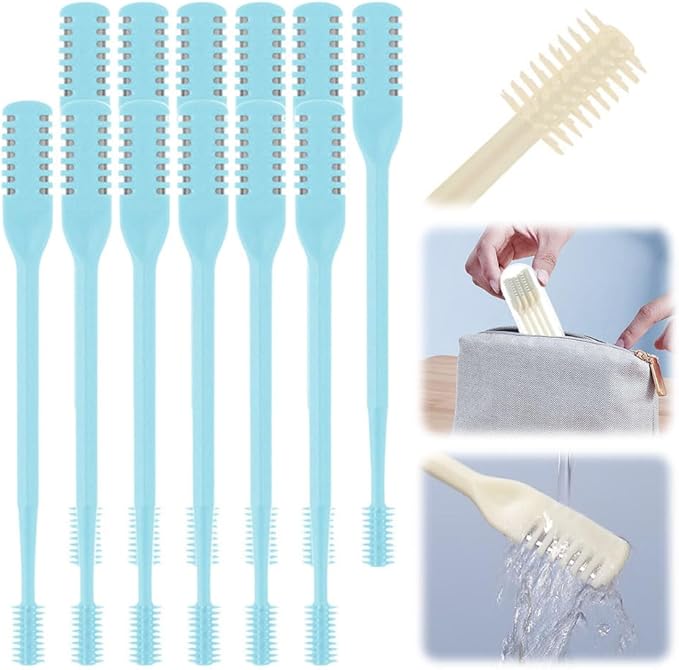 Nasal Hair Cutter, 2025 Upgraded Double Sided Noses Hairs Knife, 360° Rotating Portable Manual Nose Hair Trimmer, Noses Hairs Remover for Women Men Travel Essentials (Blue, 12 Pcs)-BrightBean Baby