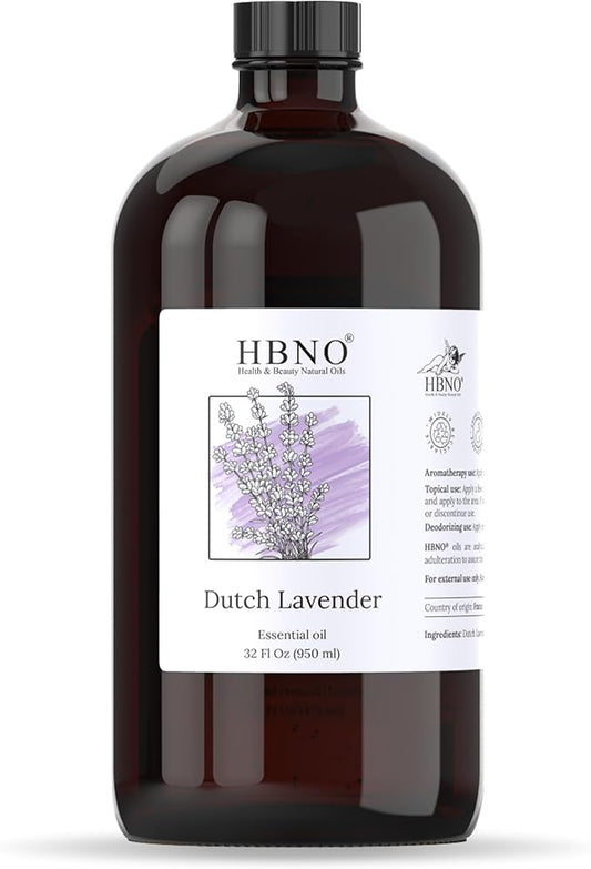 HBNO Lavender Dutch Oil - 32 oz (950 ml) Large Size - Ideal for Shampoos, Conditioners, Mouth Washes, Face wash, Lotions, and Skin Care Products (Glass Bottle).-BrightBean Baby