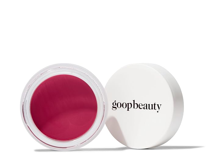 goop Beauty Cream Blush | Sheer Pop of Color for Lips & Cheeks | Vitamin C, Vitamin E & Safflower Oil | Natural Makeup for Glowing Skin | Paraben & Silicone Free | 0.5 oz | Venus - Translucent Fuchsia-BrightBean Baby