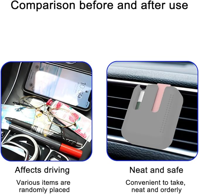 Holder for Car Air Vent, Upright Washable Lip Balm Protector for Women Girls, Auto Interior Space Saving Accessories, Universal for Vehicle, Truck and More（Gray）-BrightBean Baby