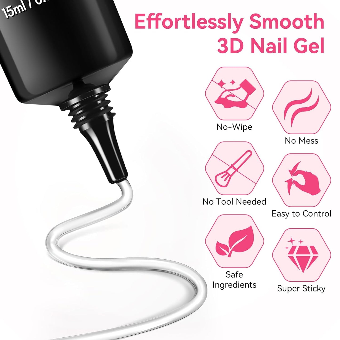 Makartt 3D Gel Nail Art & Chrome Nail Powder Kit: 15g Sculpting Gel for Nail Art DIY No wipe 3D Molding and Metallic Chrome Powder Set for Decoration Manicure Pedicure Use-BrightBean Baby