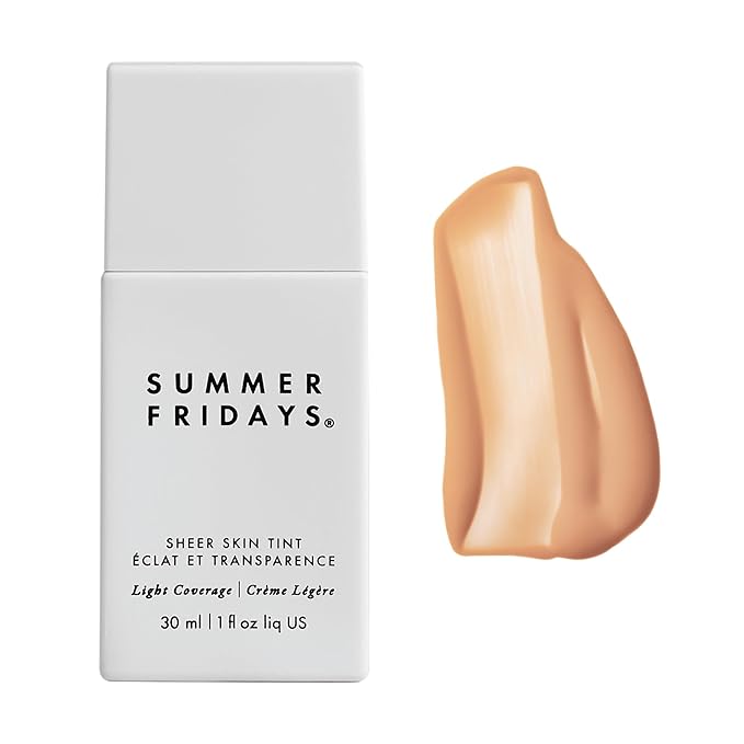 Summer Fridays Sheer Skin Tint - Tinted Moisturizer with Hyaluronic Acid - Helps Diminish Uneven Skin Tone - Sheer to Light Coverage - Shade 2.5 - Light with Cool Peach Undertones (1 Fl Oz)-BrightBean Baby
