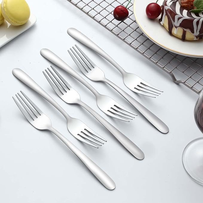 24 Pieces Dinner Forks, Forks Silverware(8 inches), Food Grade Stainless Steel Flatware Forks, Mirror Polished & Dishwasher Safe, Using for Home, Restaurant or Kitchen