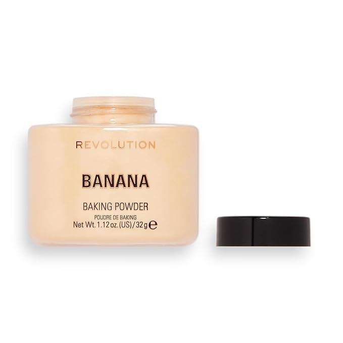 Revolution Beauty, Loose Baking Powder, Makeup Setting Powder, Long Lasting Coverage, Mattifies & Reduces Shine, Banana, 1.13 Oz-BrightBean Baby