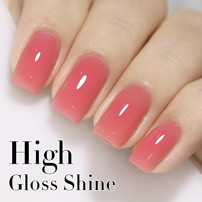 Double Rhythm 0.5Oz Translucent Gel Polish Sheer Neutral Natural Light Milky Same Color Same Bottle 15ML Jelly Gel Polish Art DIY at Home (Pink Rose-A1382)-BrightBean Baby