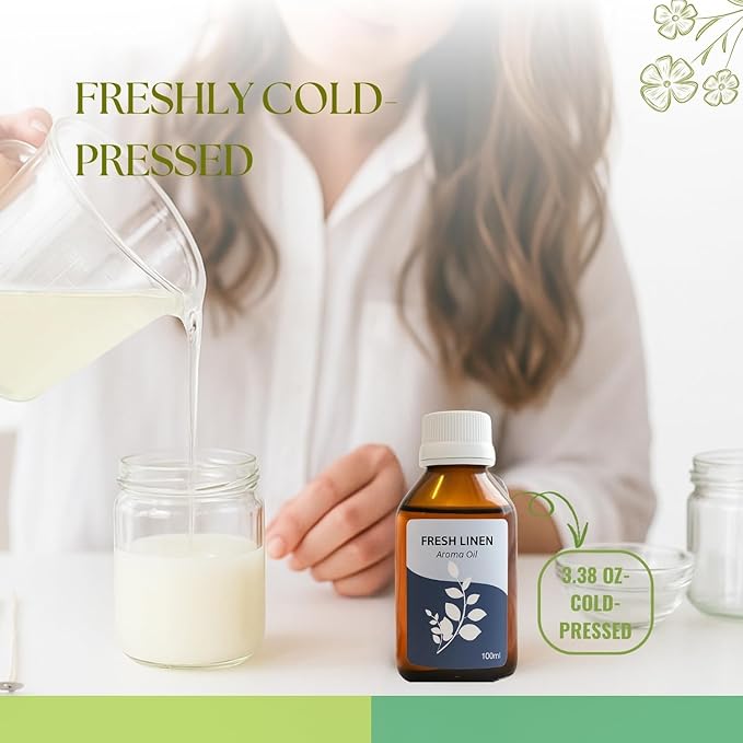 Roots & Above Fresh Linen Aroma Oil 3.38 oz/100ml Perfect for Diffusers, Soap Making, Candles, Lotion, Home Scents, Perfume & Fragrance Oils-BrightBean Baby