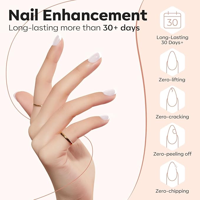 modelones Builder Nail Gel, Milky White Builder for Nail Thickening, 8-in-One LED Lamp Cured Strengthener Hard Color Base Extension Glue Gel Polish in a Bottle for Home DIY Salon Women-BrightBean Baby